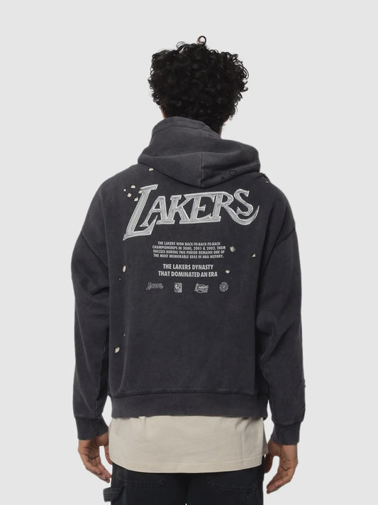 MNA-S47 (Mitchell & ness los angeles lakers chrome logo hoodie faded black) 102596087