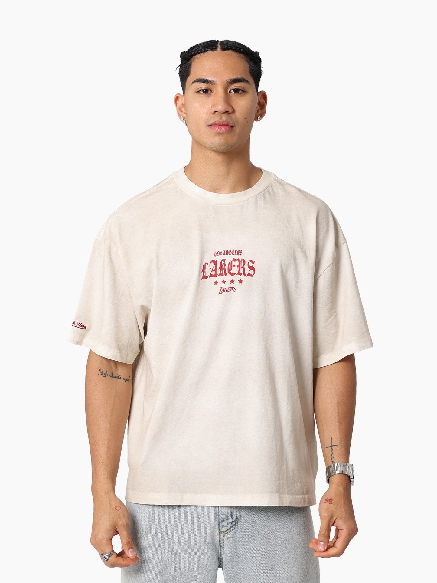 MNA-G49 (Mitchell & ness lakers star tee vintage white) 112593478