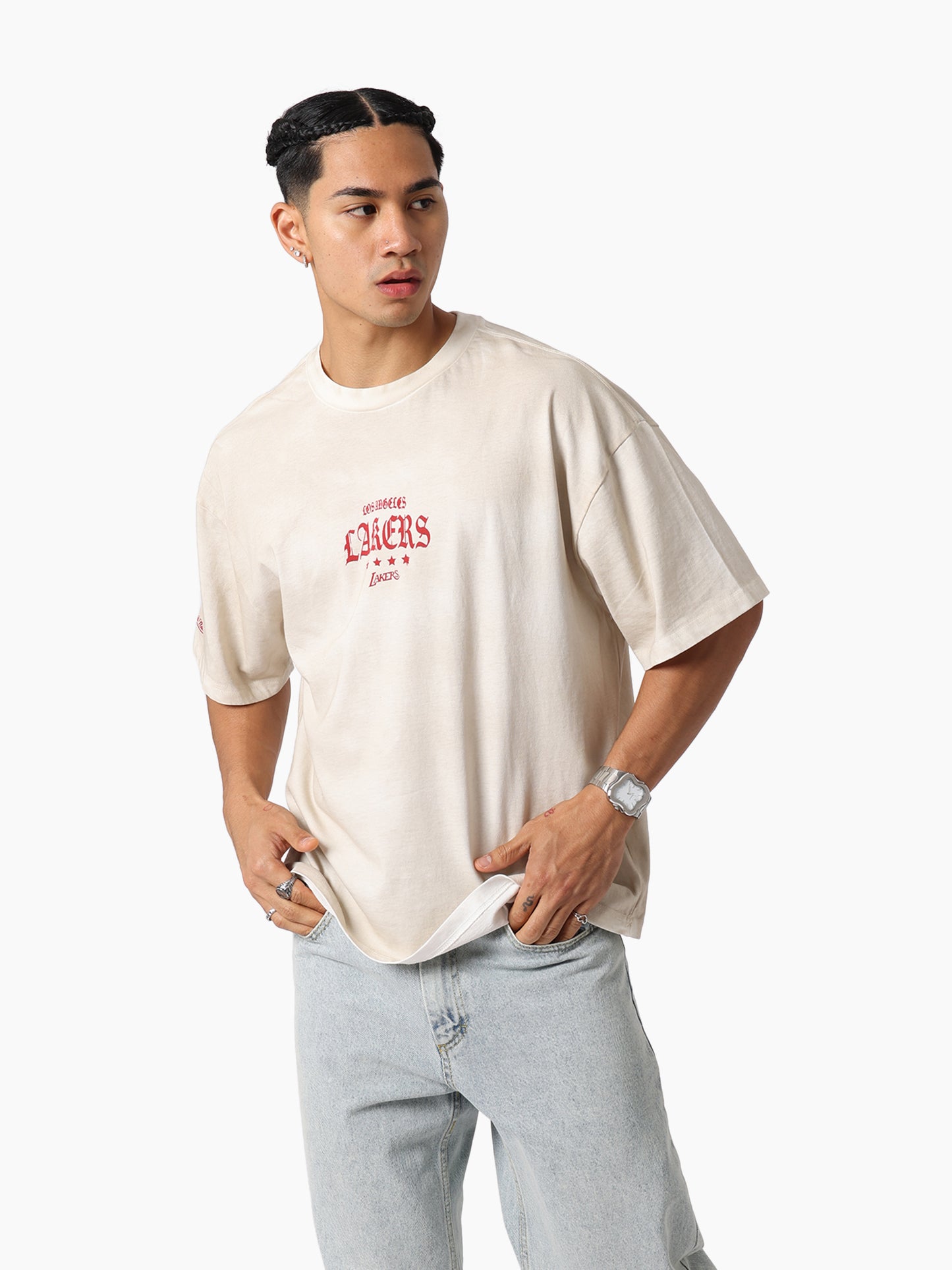 MNA-G49 (Mitchell & ness lakers star tee vintage white) 112593478