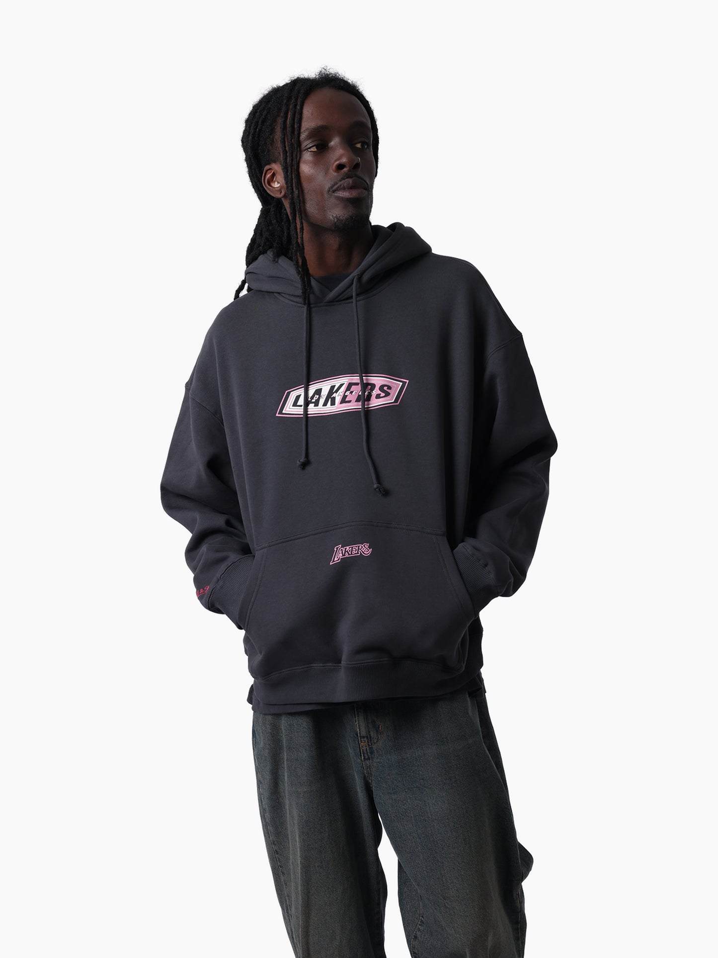 MNA-P50 (Mitchell & ness heat seeker hoodie lakers washed black) 32696363