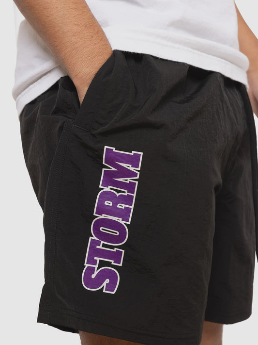 MNA-K38 (Mitchell & ness badge nylon short melbourne storm black) 102493913