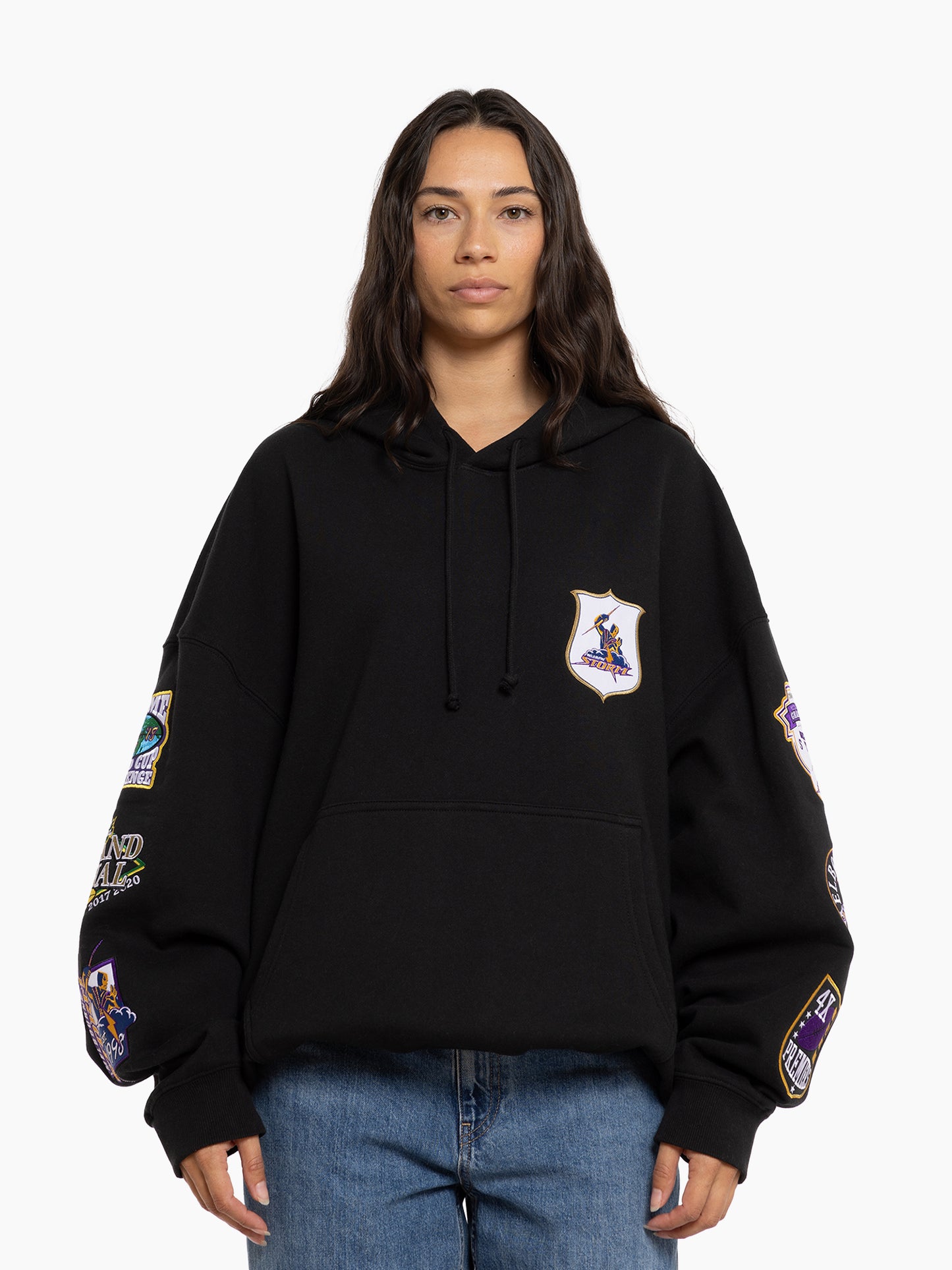 MNA-N36 (Mitchell and ness patch hoodie melbourne storm faded black) 72496956