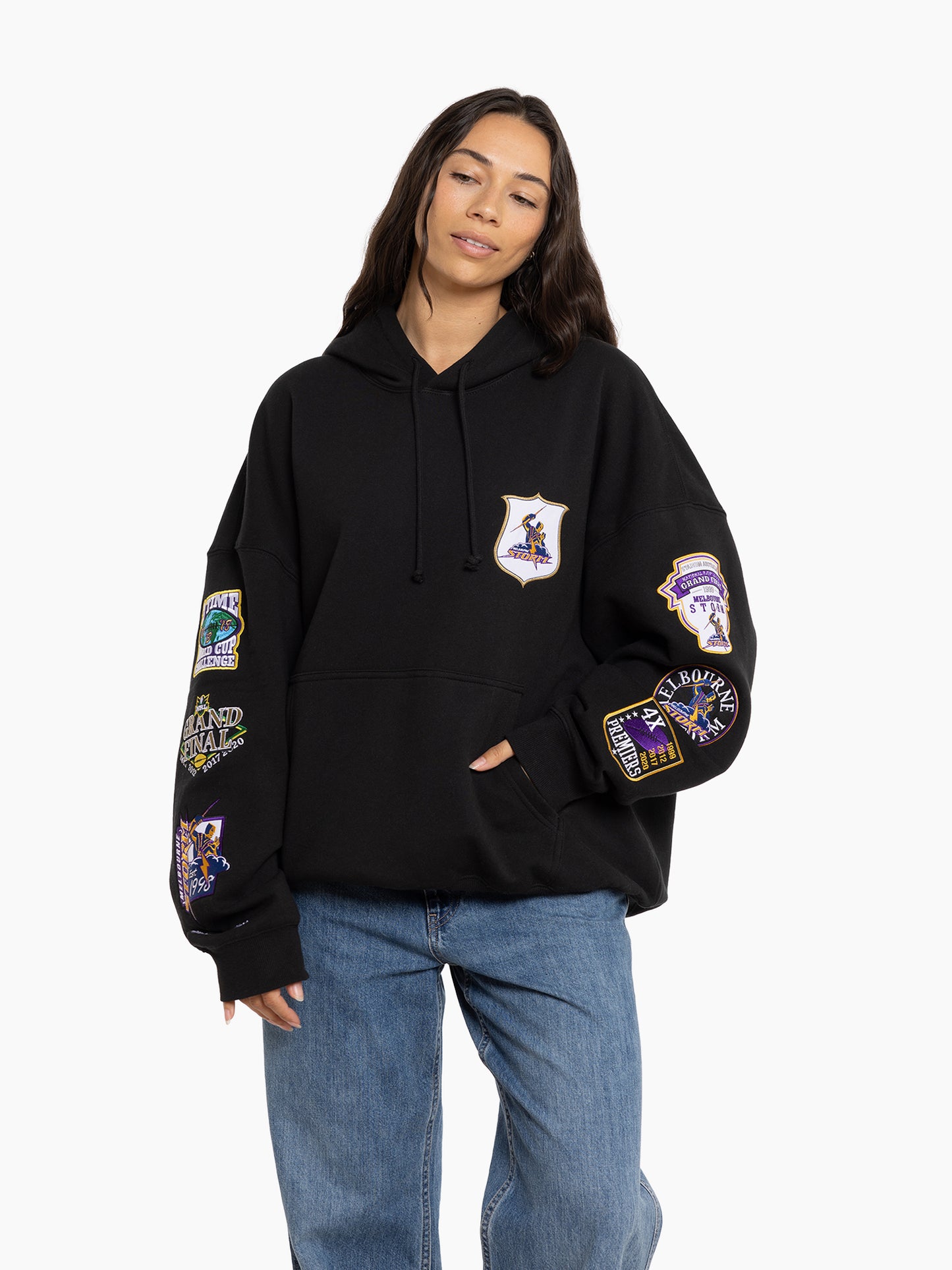 MNA-N36 (Mitchell and ness patch hoodie melbourne storm faded black) 72496956