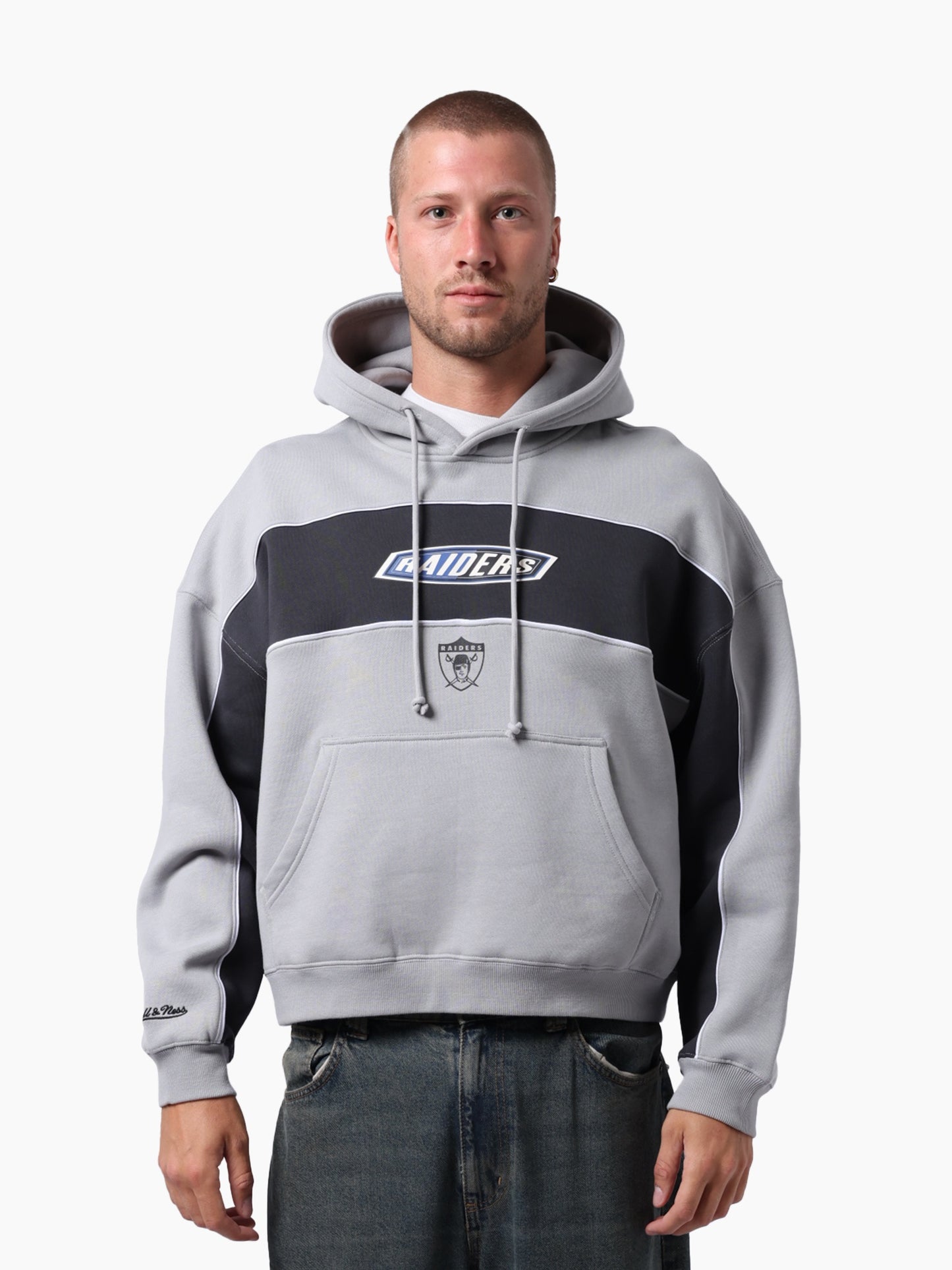 MNA-Q50 (Mitchell & ness heat seeker panel hoodie raiders powder grey/faded slate) 32697727