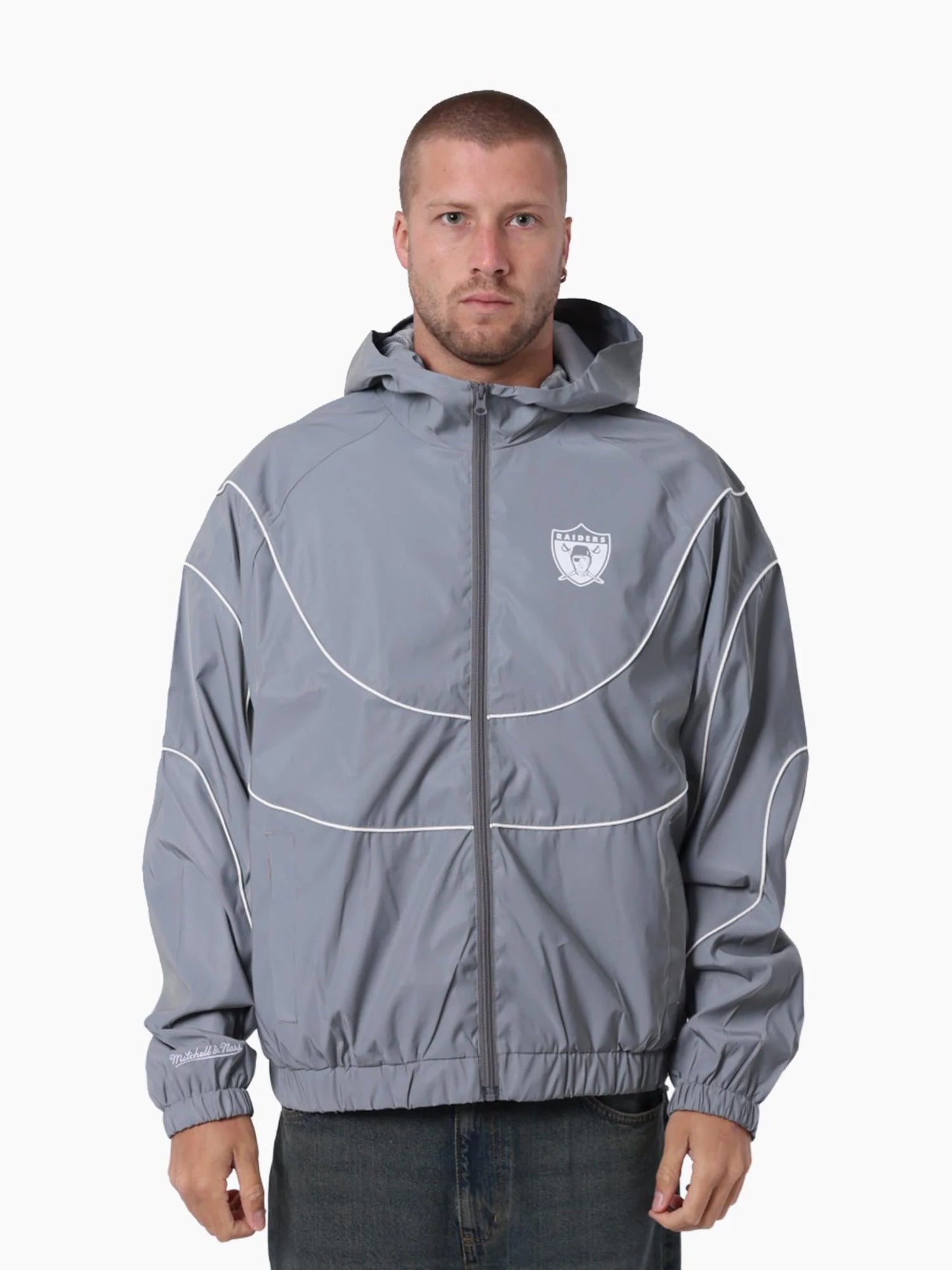 MNA-T50 (Mitchell & ness nylon tracksuit jacket oakland raiders grey) 42698636