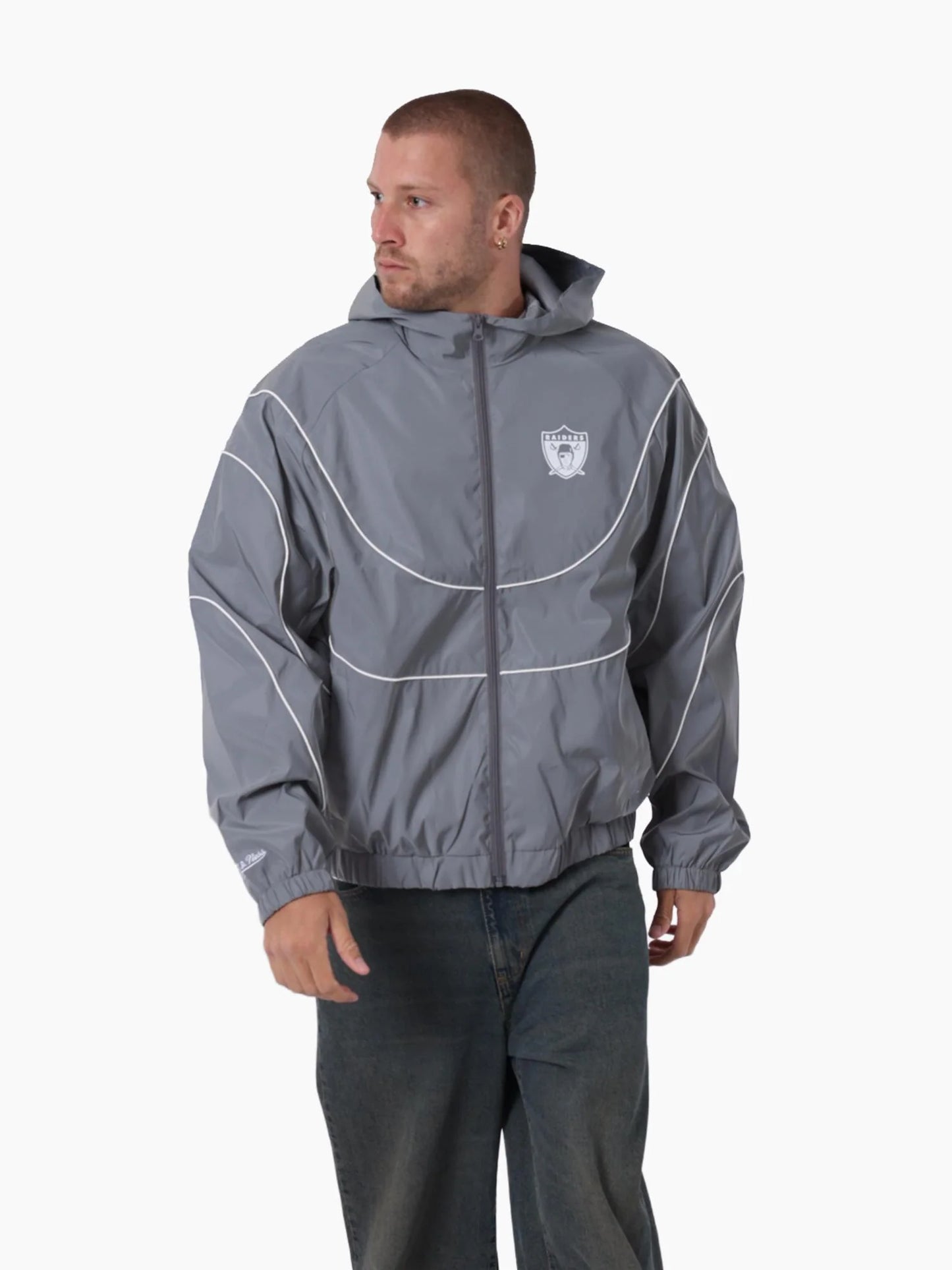MNA-T50 (Mitchell & ness nylon tracksuit jacket oakland raiders grey) 42698636