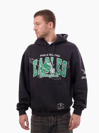 MNA-A52 (Mitchell & ness philadelphia eagles nfl arch helmet hoodie washed black) 72697826