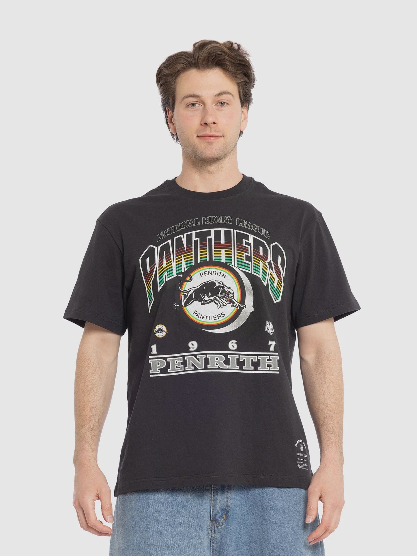 MNA-P38 (Mitchell & ness bevel crest tee panther faded black) 102493043