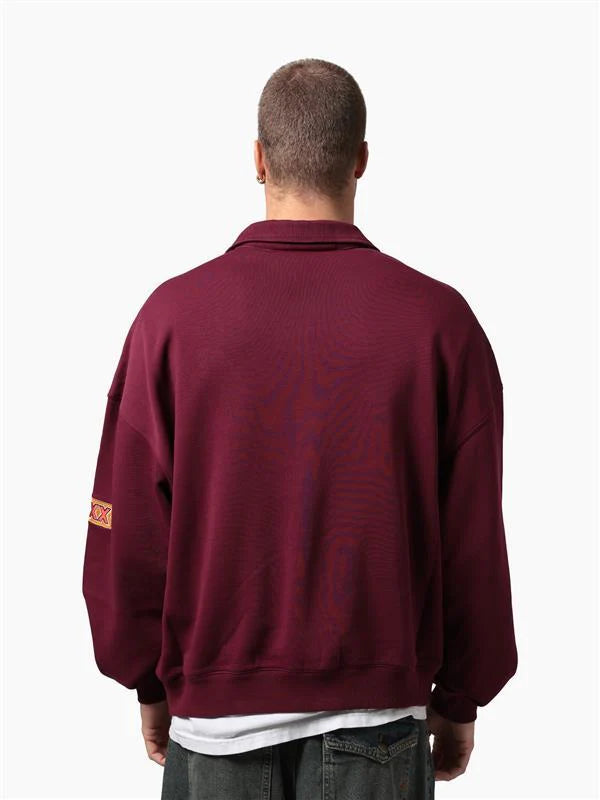 MNA-M51 (Mitchell & ness queensland oversized boxy 1/4 zip crew  maroon) 52697391