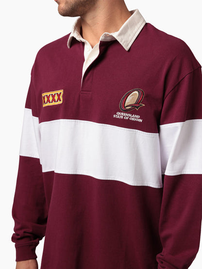 MNA-N51 (Mitchell & ness queensland paneled rugby polo top maroon/vintage white) 52696087