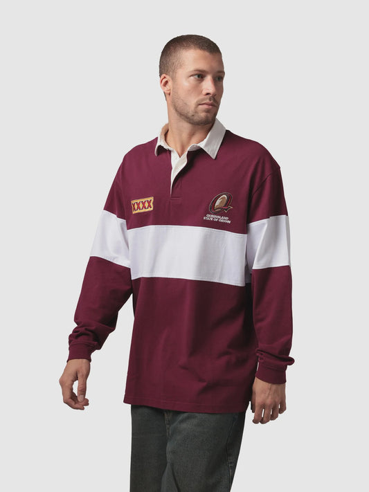 MNA-N51 (Mitchell & ness queensland paneled rugby polo top maroon/vintage white) 52696087