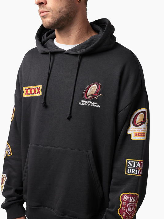 MNA-P51 (Mitchell & ness queensland 8 straight box hoodie washed black) 52697826