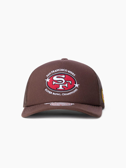 MNA-R52 (Mitchell & ness san francisco 49ers superbowl champions trucker washed chocolate) 72692608