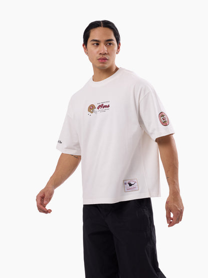 MNA-Y52 (Mitchell & ness san francisco 49ers script box fit t-shirt vintage white) 82693913