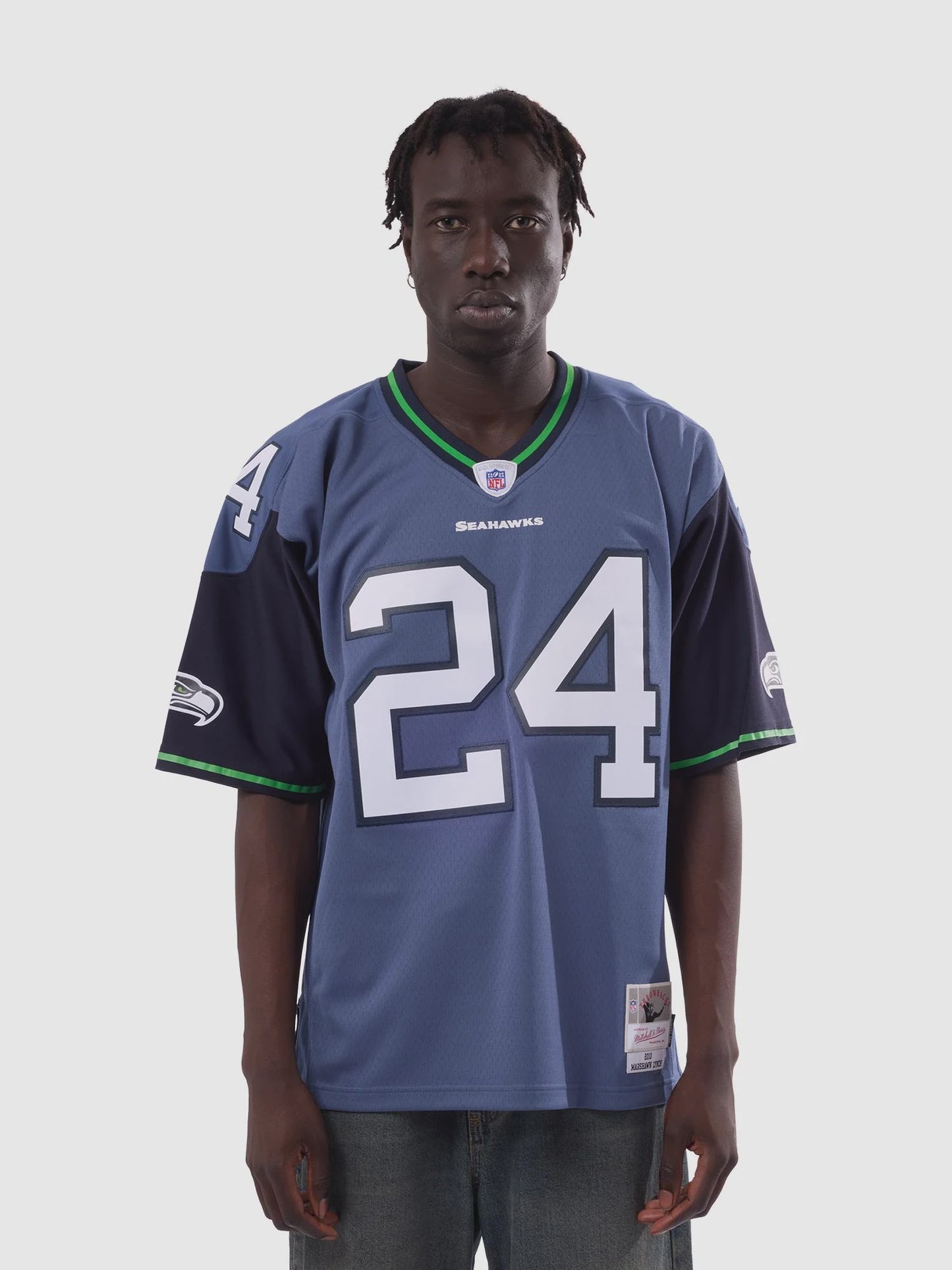 MNA-U52 (Mitchell & ness NFL throwback seattle seahawks dark legacy jersey 2010 lynch marshawn blue) 826910869