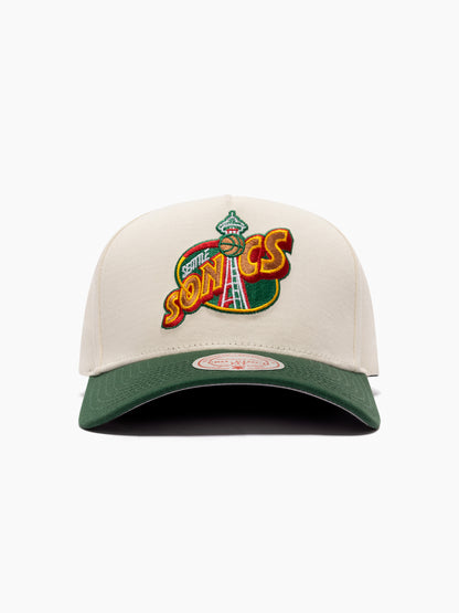 MNA-M41 (Mitchell & ness evergreen pro pinch sonics snapback white cream/green osfm) 12592391