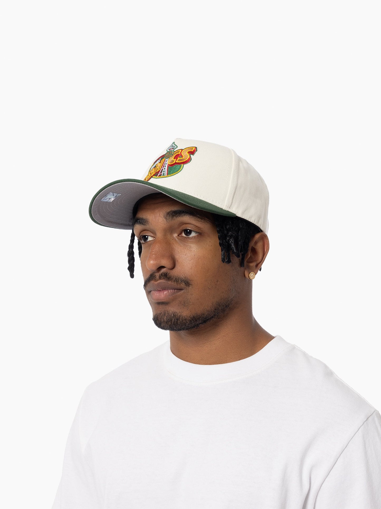 MNA-M41 (Mitchell & ness evergreen pro pinch sonics snapback white cream/green osfm) 12592391