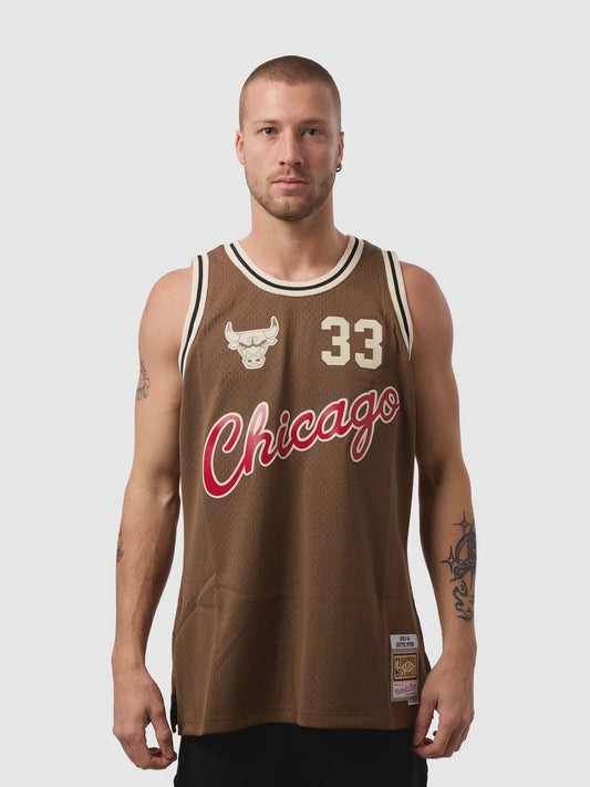 MNA-I51 (Mitchell and ness swingman jersey chicago bulls pippen mud brown/cream) 42699545