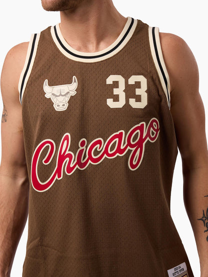 MNA-I51 (Mitchell and ness swingman jersey chicago bulls pippen mud brown/cream) 42699545