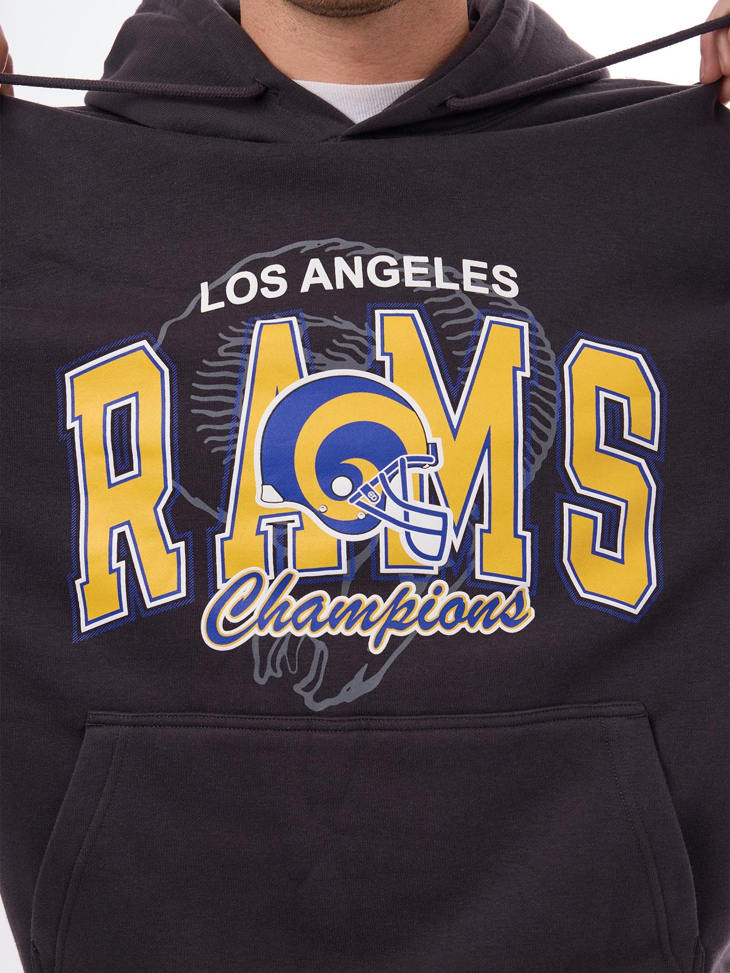 MNA-Y51 (Mitchell & ness los angeles rams nfl arch helmet hoodie washed black) 72697826