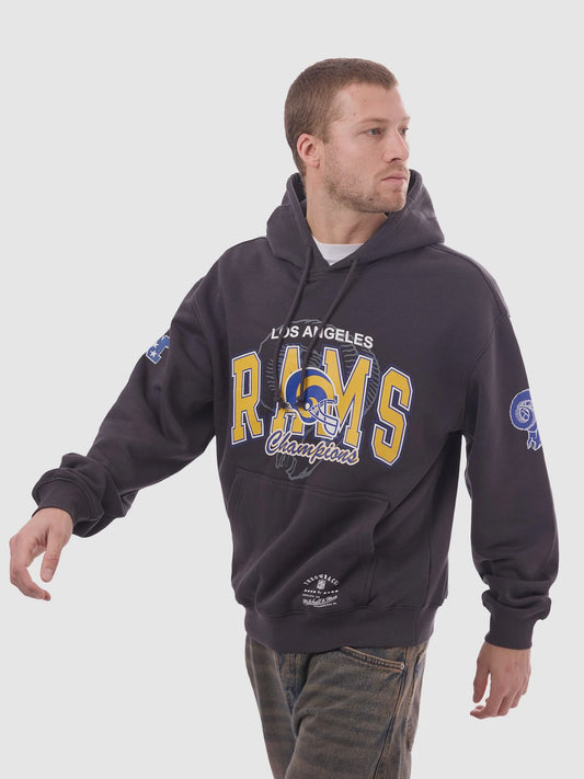 MNA-Y51 (Mitchell & ness los angeles rams nfl arch helmet hoodie washed black) 72697826