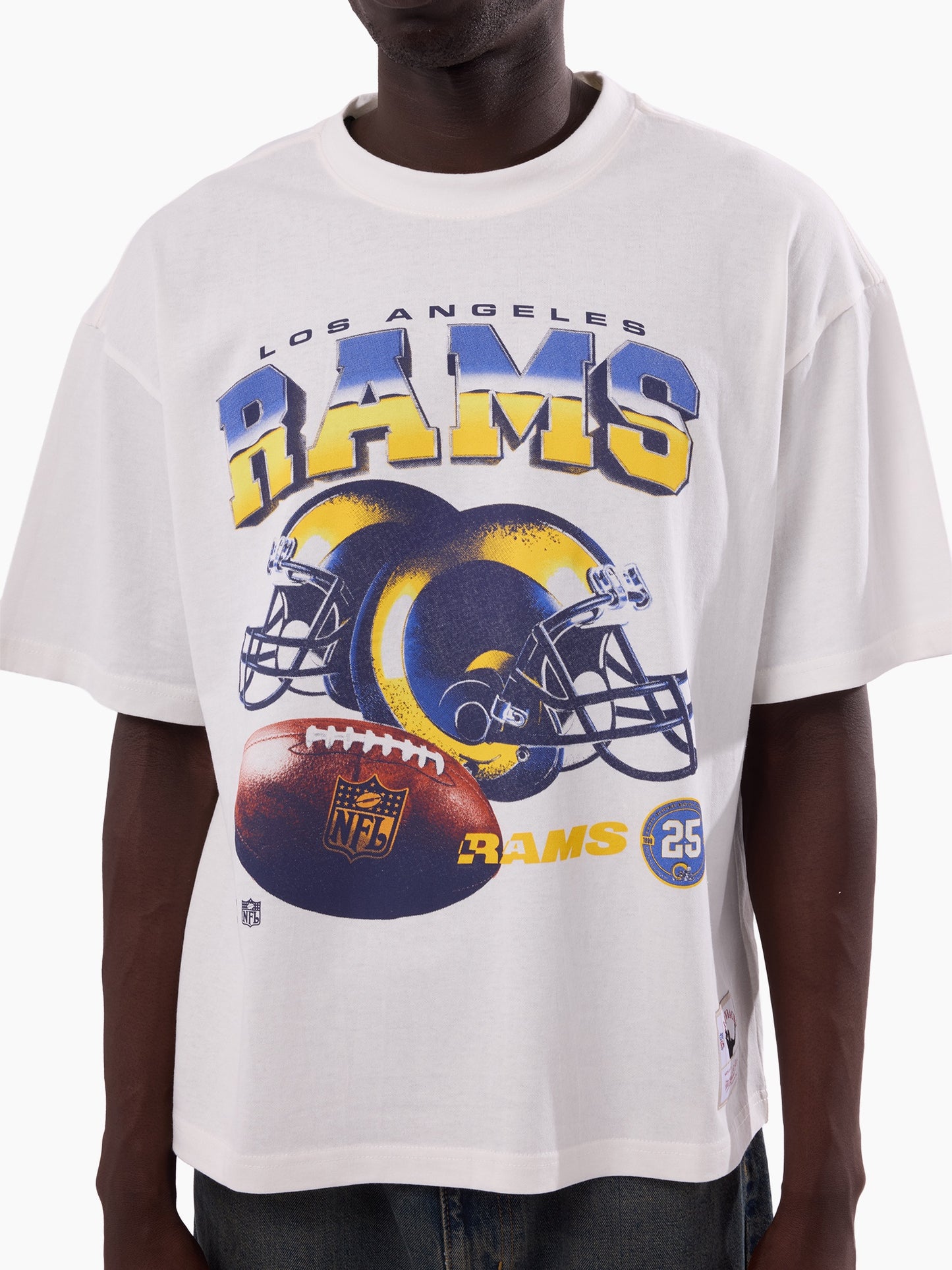 MNA-T52 (Mitchell & ness los angeles rams helmet box fit t-shirt vintage white) 82693478