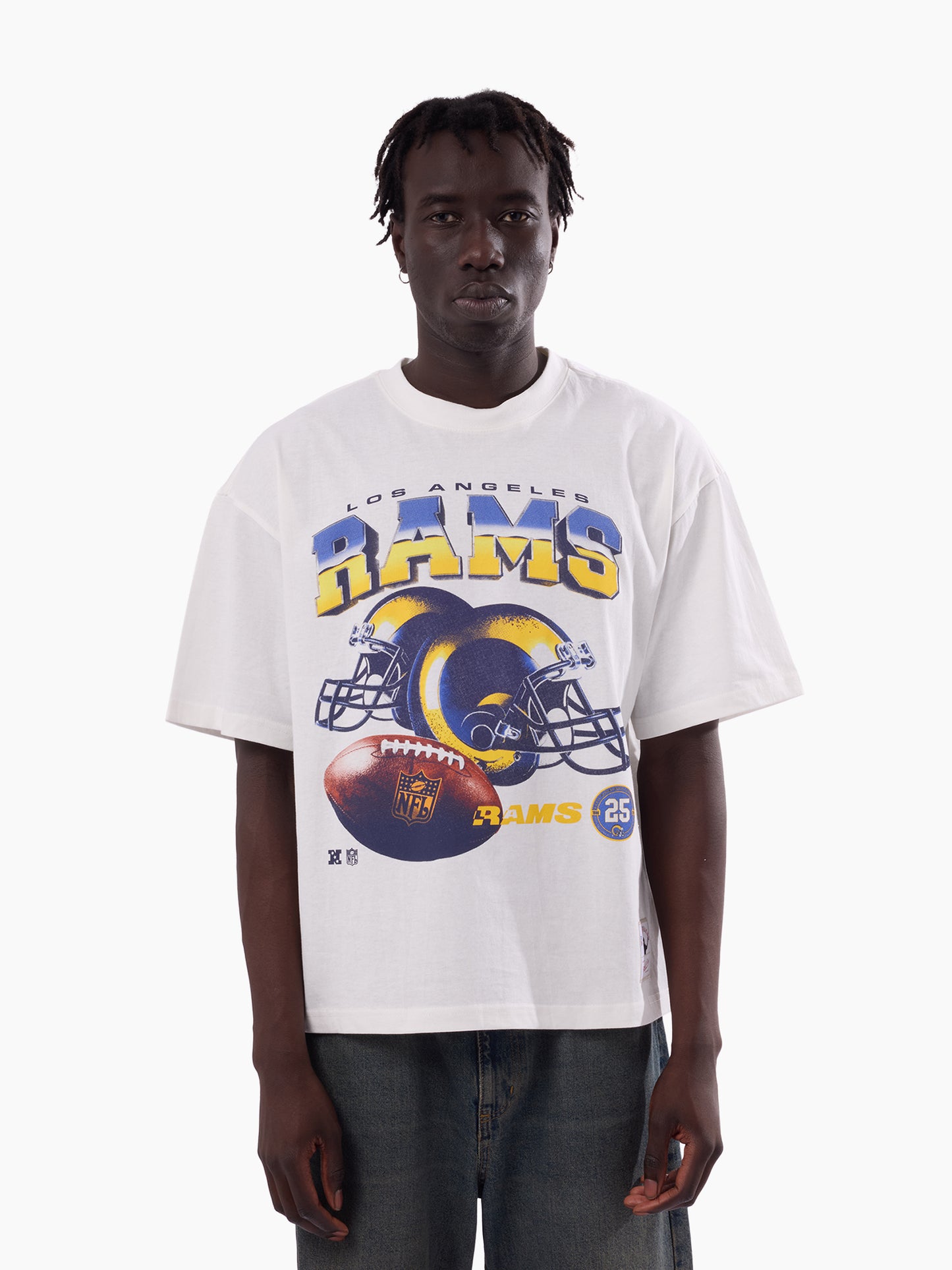 MNA-T52 (Mitchell & ness los angeles rams helmet box fit t-shirt vintage white) 82693478