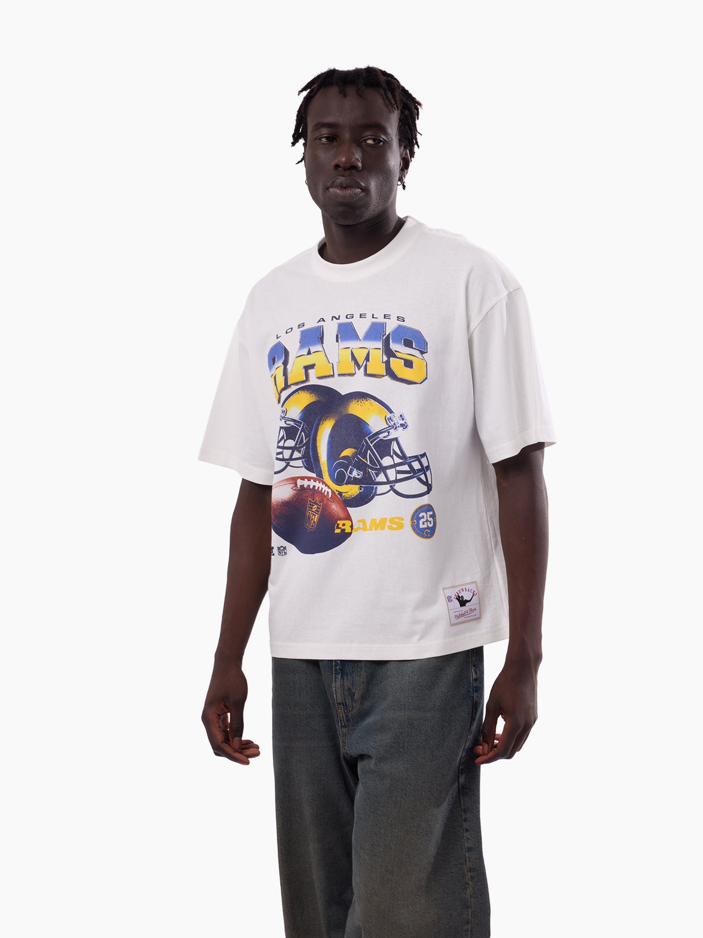 MNA-T52 (Mitchell & ness los angeles rams helmet box fit t-shirt vintage white) 82693478