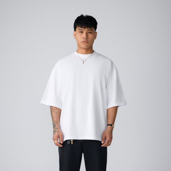 SKA-Q (Shaka wear streetwear 10M-005 essentials max heavyweight oversized short sleeve tee white)