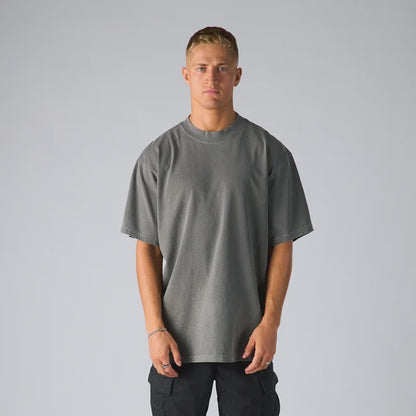 SKA-C (Shaka wear streetwear 10M-002 essentials max heavyweight garment dye short sleeve tee cement)