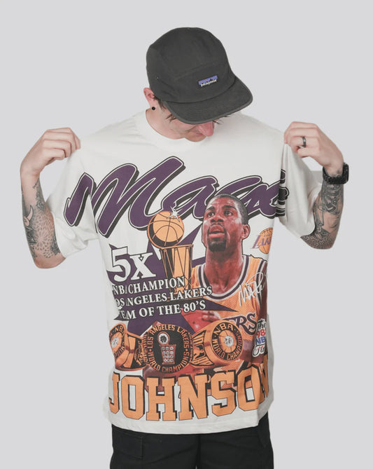 MNA-N47 (Mitchell & ness rings tee lakers johnson vintage white) 102594347