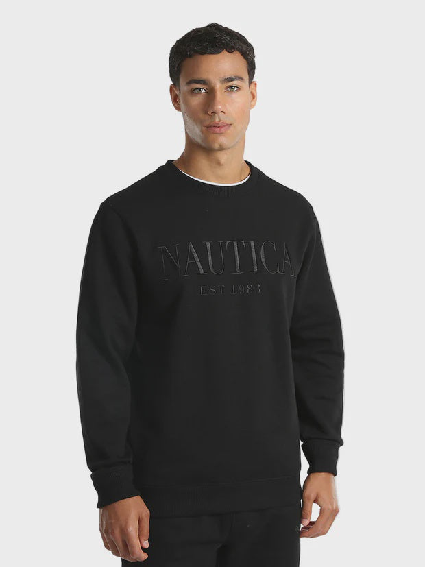 NTA-O14 (Nautica big & tall tonal embroidered nautica crew neck sweatshirt true black) 122597824