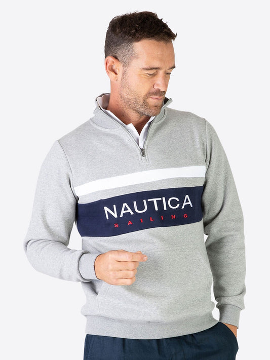 NTA-Q9 (Nautica colton quarter zip jumper grey marle /navy) 62494868