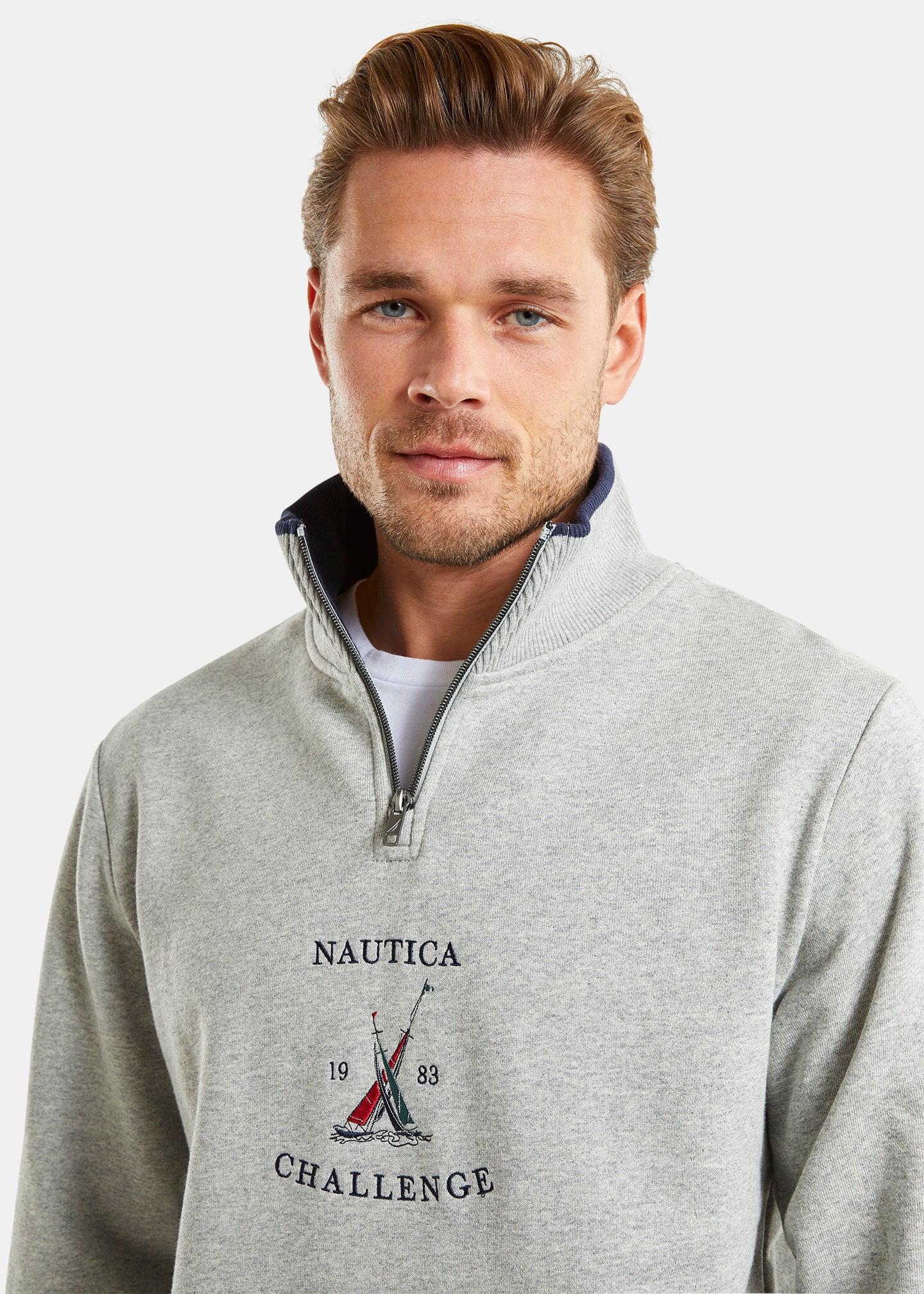 NTA-Z8 (Nautica vermont big and tall 1/4 zip top grey marle) 22498570