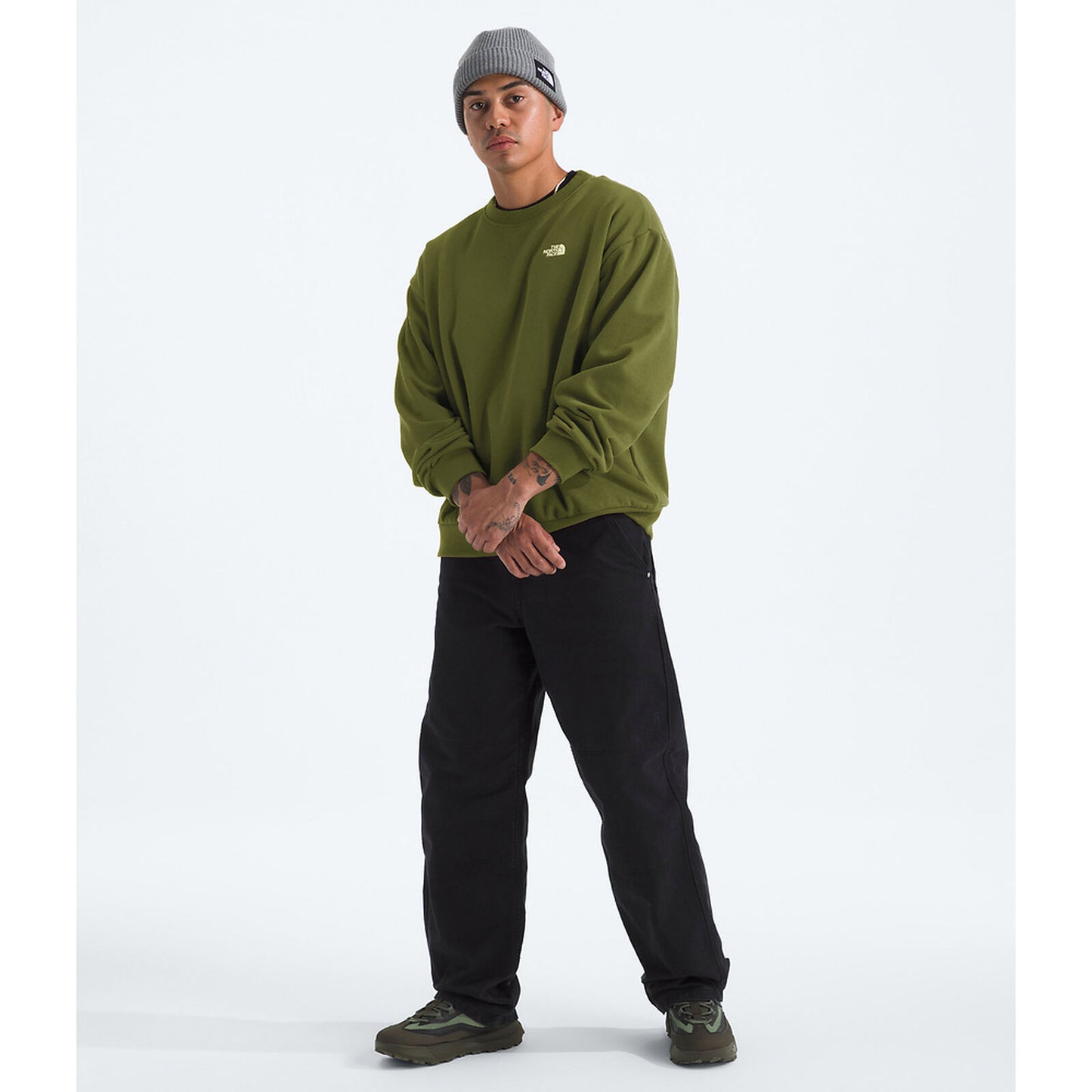 NFA-N9 (The north face evolution simple dome embroidered oversized crew woodland green) 12695217