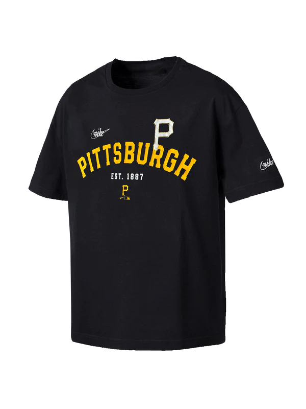 NA-K46 (Nike mlb pittsburg pirates rewind oversized slogan short sleeve heavy weight t-shirt black) 122494347