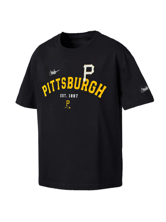 NA-K46 (Nike mlb pittsburg pirates rewind oversized slogan short sleeve heavy weight t-shirt black) 122494347