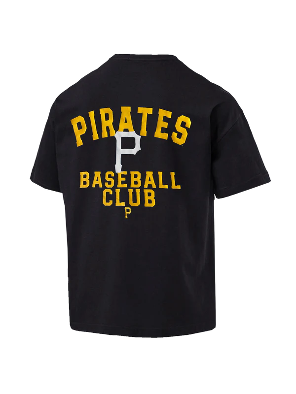 NA-K46 (Nike mlb pittsburg pirates rewind oversized slogan short sleeve heavy weight t-shirt black) 122494347