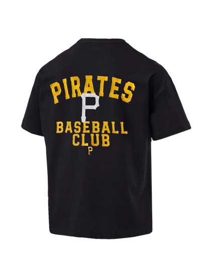 NA-K46 (Nike mlb pittsburg pirates rewind oversized slogan short sleeve heavy weight t-shirt black) 122494347