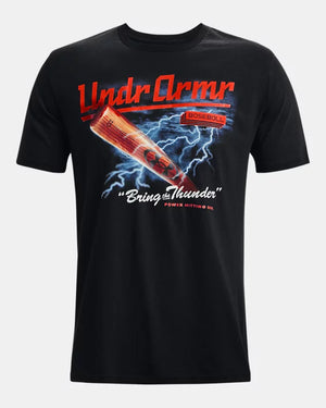 UAA-R9 (Under armour mens lightning script baseball short sleeve tee black/white) 42392173