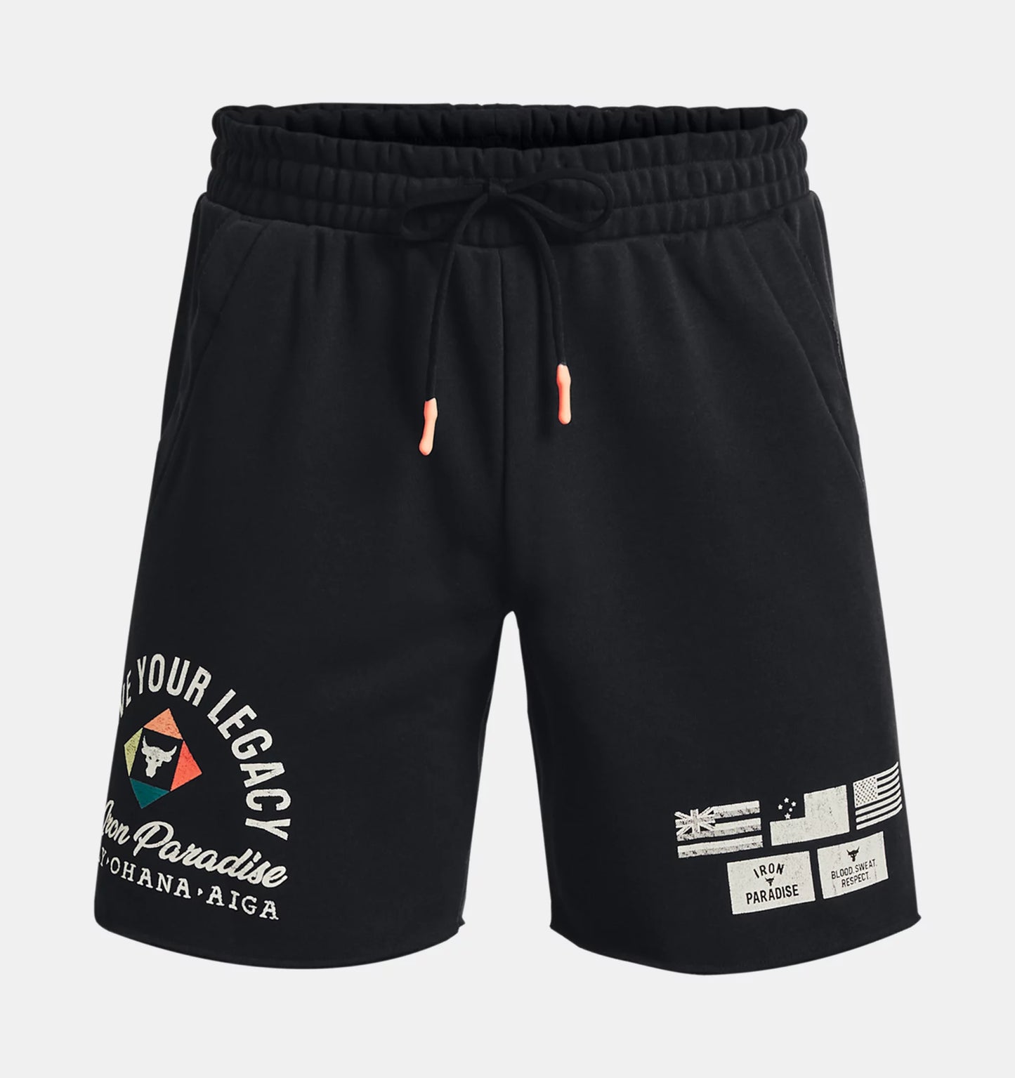 UAA-D9 (Under armour mens project rock heavy weight terry shorts black/ivory)