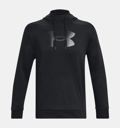 UAA-J11 (Under armour mens armour fleece big logo hoodie black/black) 122395217