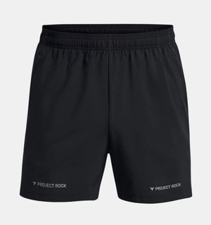 UAA-G11 (Under armour men's project rock leg day 5" woven shorts black/pitch gray) 112393478
