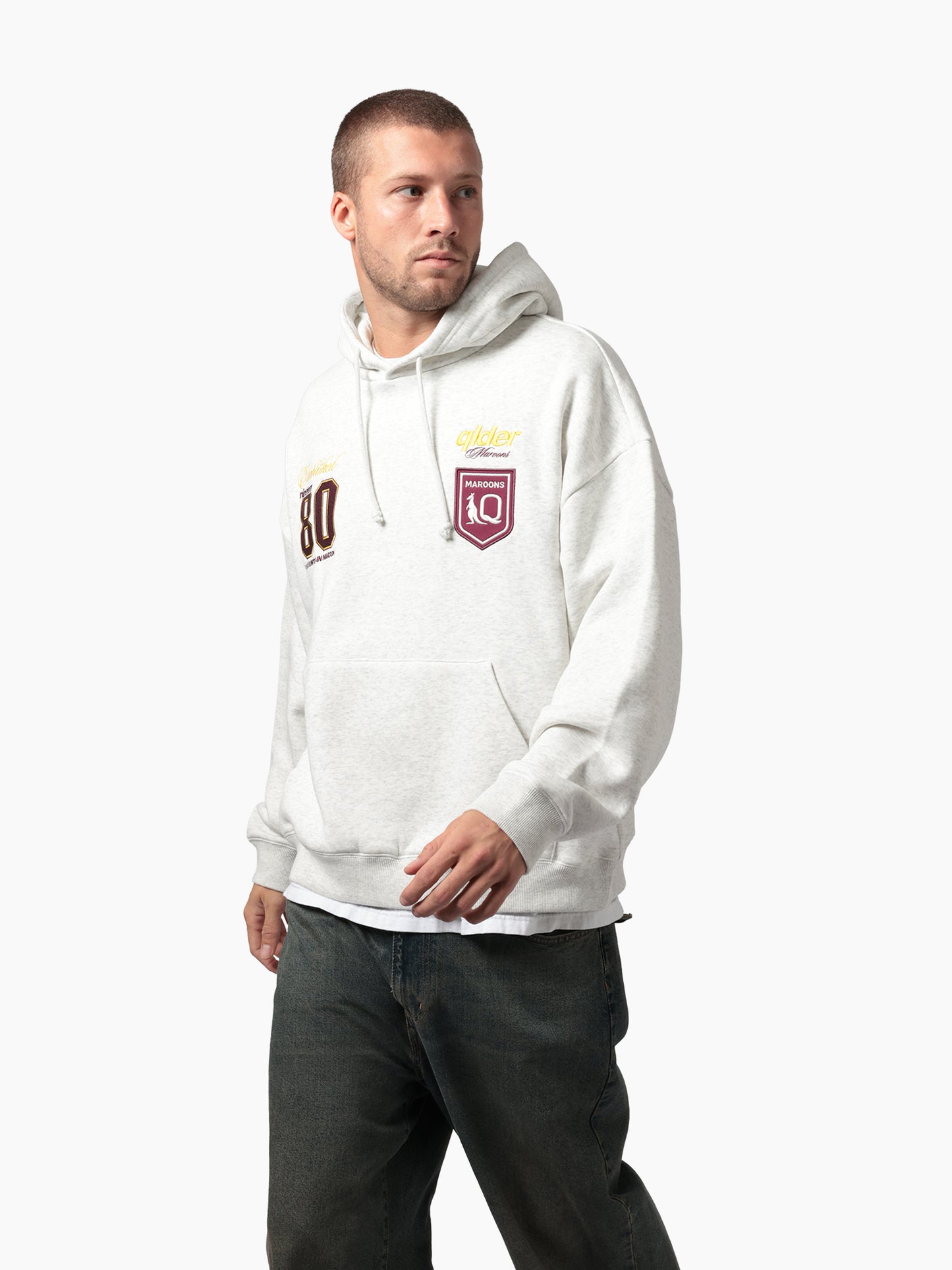 SOA-C (State of origin mens box hoodie queensland maroons silver marle) 52694304
