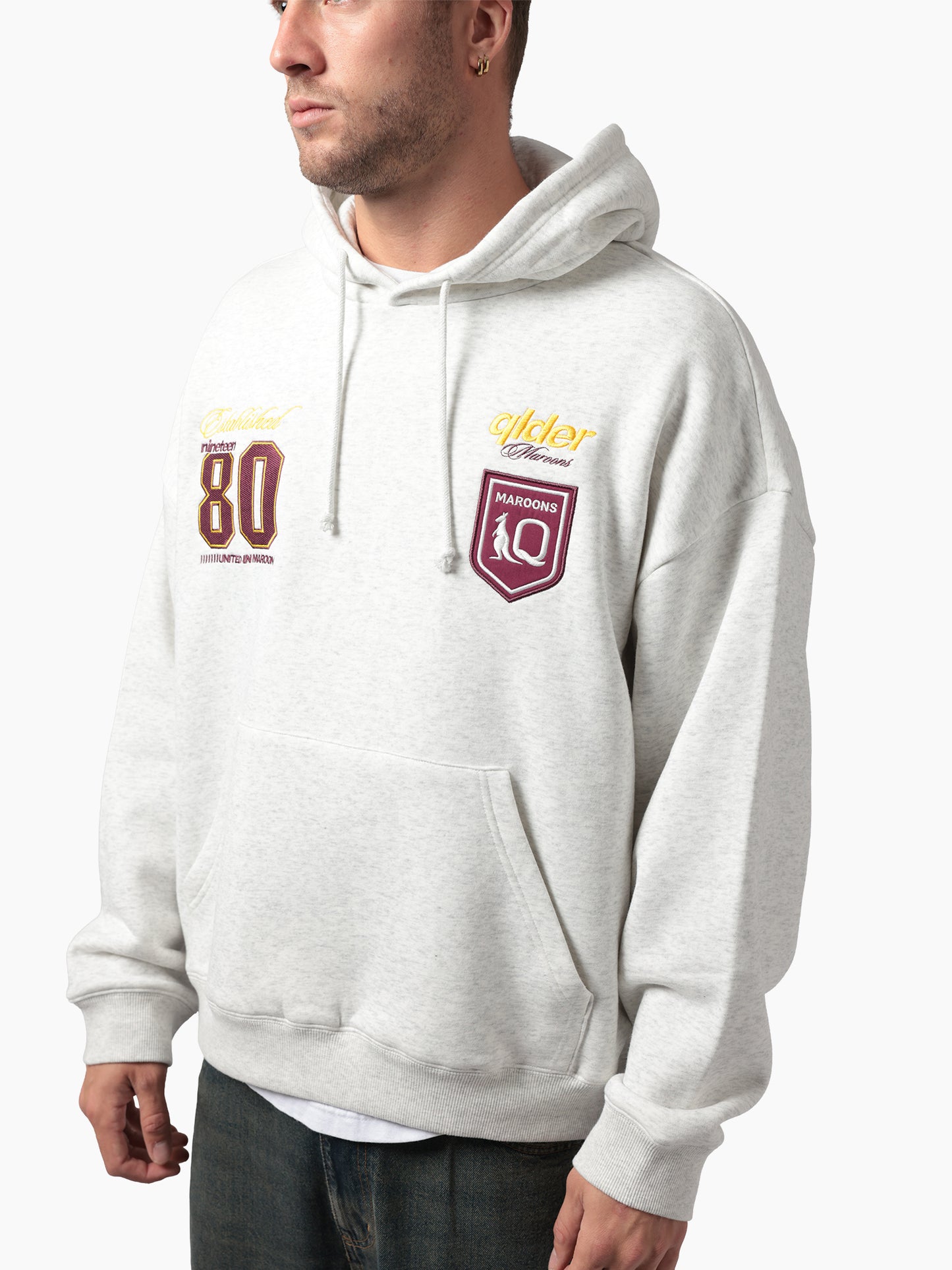 SOA-C (State of origin mens box hoodie queensland maroons silver marle) 52694304