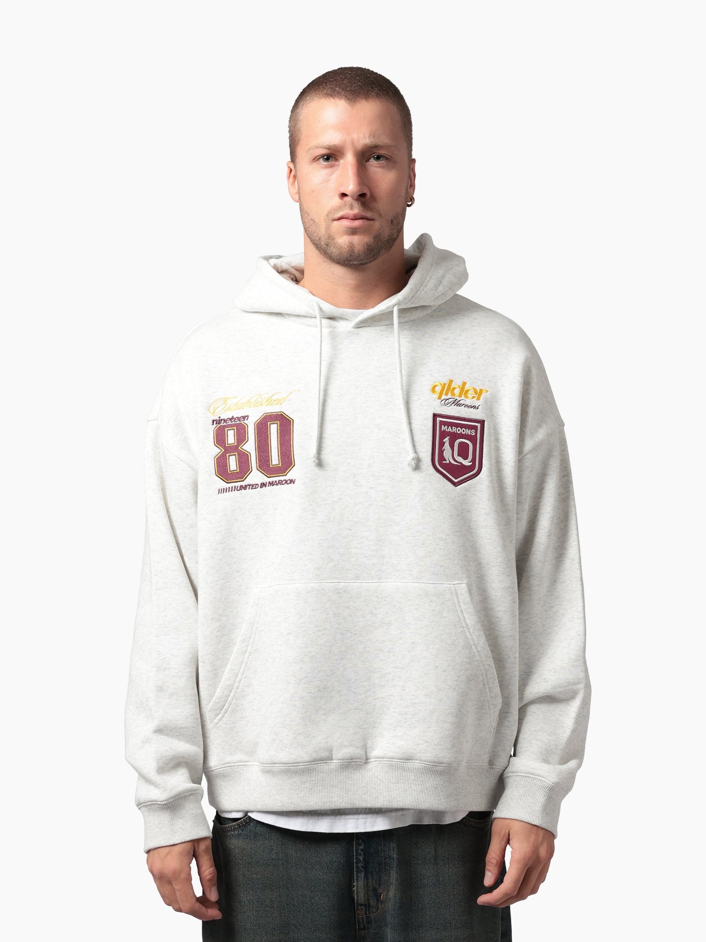SOA-C (State of origin mens box hoodie queensland maroons silver marle) 52694304