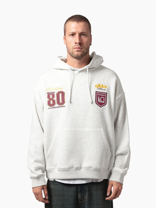 SOA-C (State of origin mens box hoodie queensland maroons silver marle) 52694304