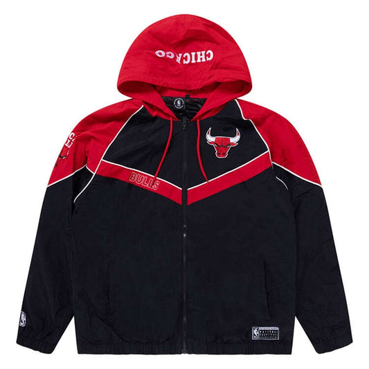 NBAA-U4 (Nba essentials barron nylon zip through anorak bulls black/red) 42498695