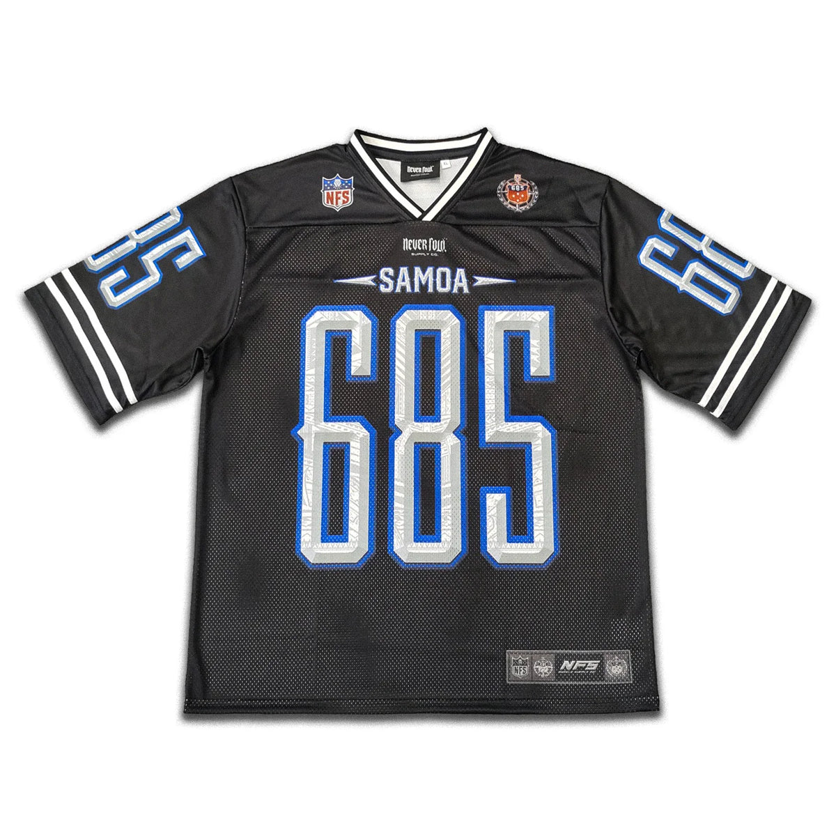 CTZ-K1 (Neverfold SAMOA - mesh cut and sew v-neck grid iron jersey - black)