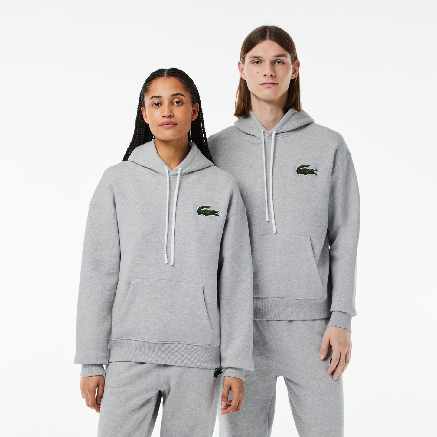 LCA-B19 (Lacoste originals loose fit hoodie silver chine) 424913478